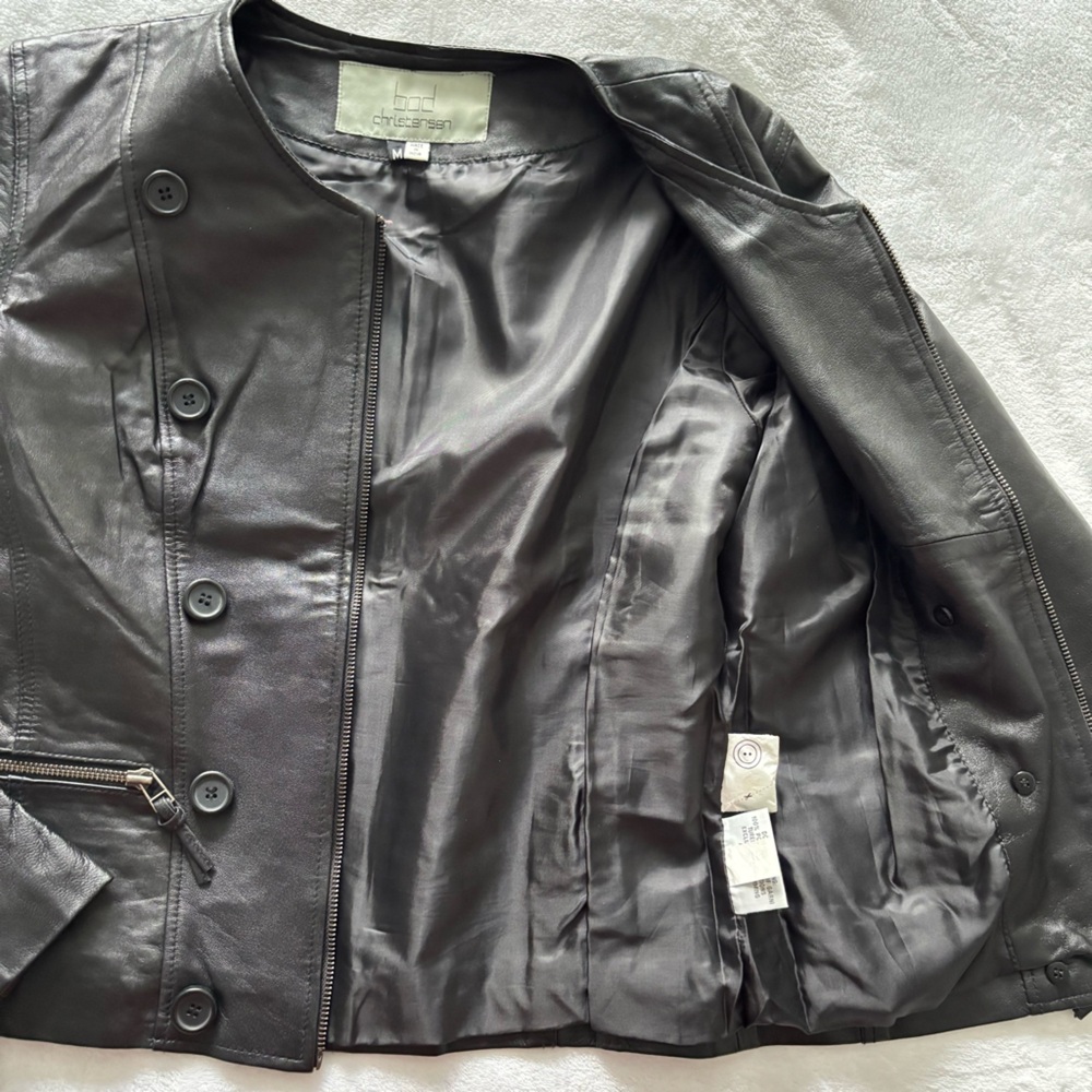 BOD & CHRISTENSEN Ariel Black Long Sleeve Genuine Leather Fitted Jacket--M - Picture 9 of 16